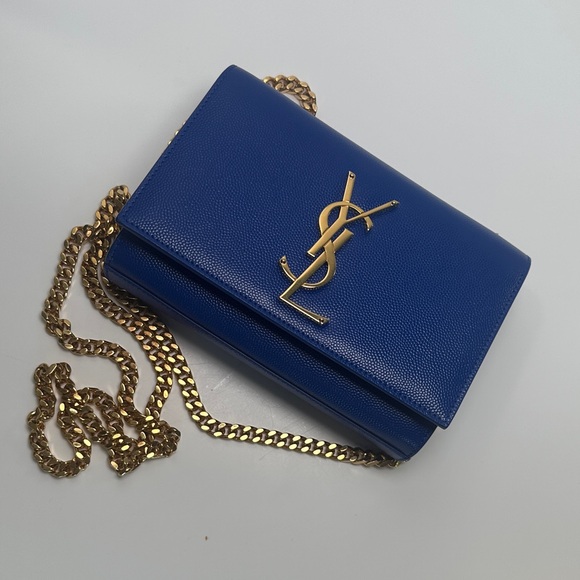 Yves Saint Laurent Handbags - Yves Saint Laurent Royal Blue Mini Crossbody with Gold Chain